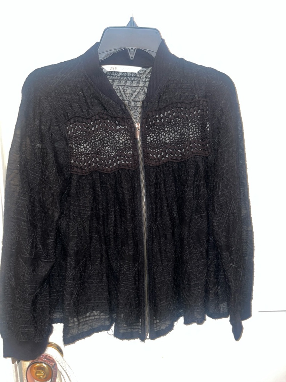Fairy Zara Black Lace Bomber with Crochet